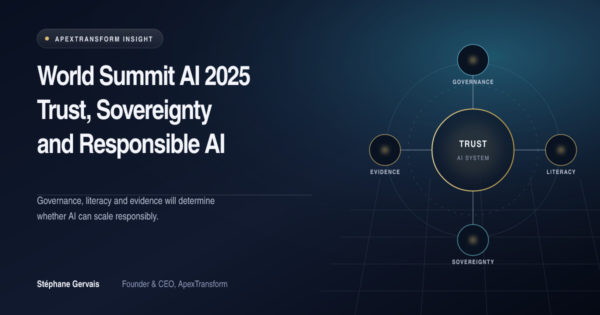 ApexTransform visual linking governance, literacy, trust and sovereignty at World Summit AI 2025